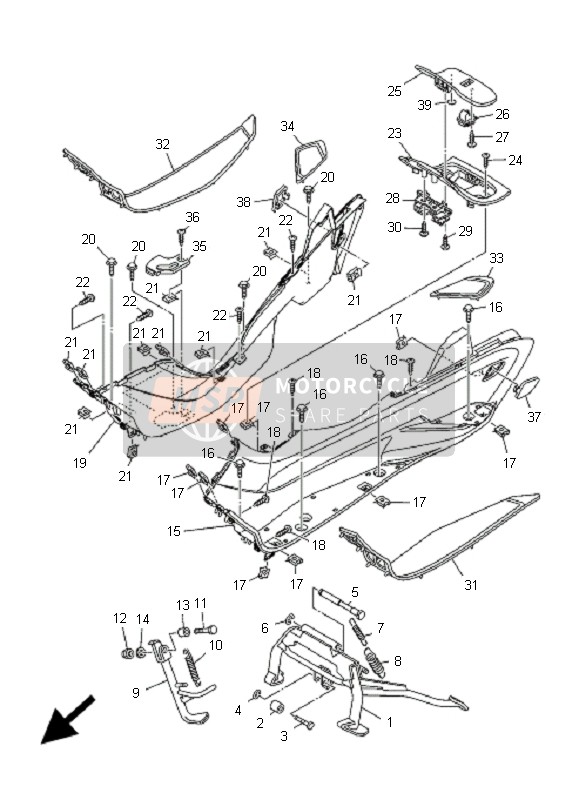 5RU273111000, Bequille,  Laterale, Yamaha, 0